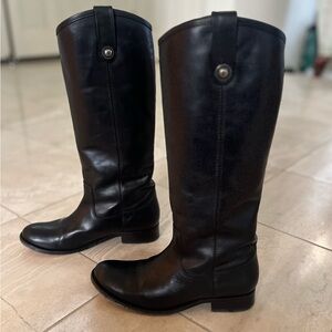Frye Melissa Button Black Leather Boots